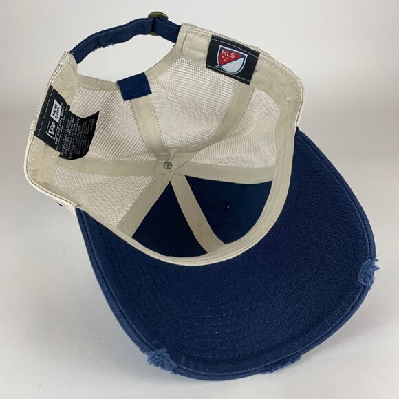 Sporting KC MLS Navy Blue Beige Adidas Relaxed Fit Strapback Hat - Picture 4 of 6